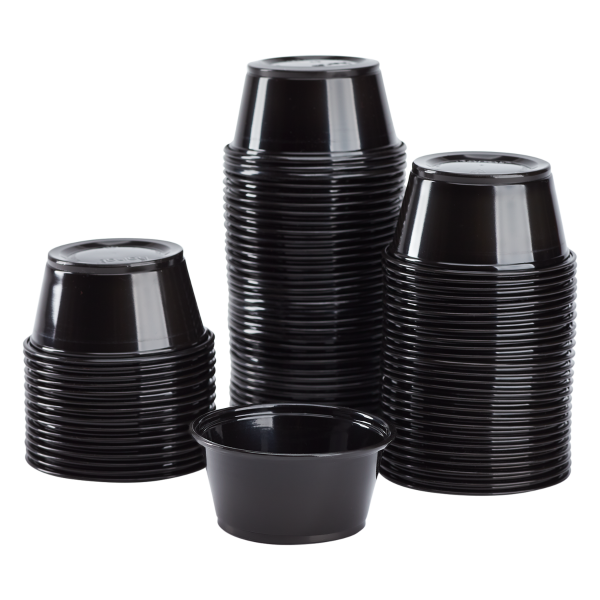 Karat 3.25oz PP Plastic Portion Cups - Black - 2,500 ct