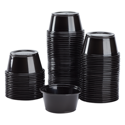 Karat 3.25oz PP Plastic Portion Cups - Black - 2,500 ct