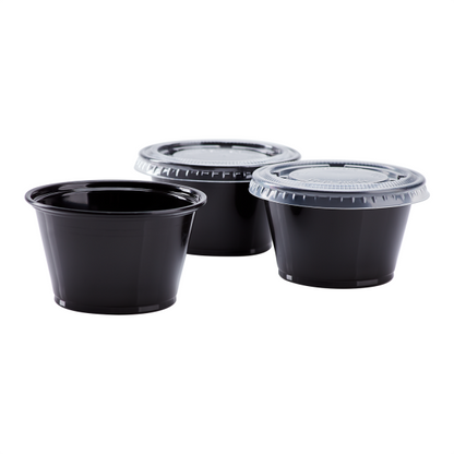 Karat 4oz PP Plastic  Portion Cups - Black - 2,500 ct