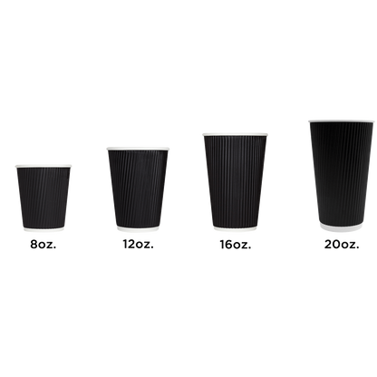 Karat 20oz Ripple Paper Hot Cups - Black (90mm) - 500 ct