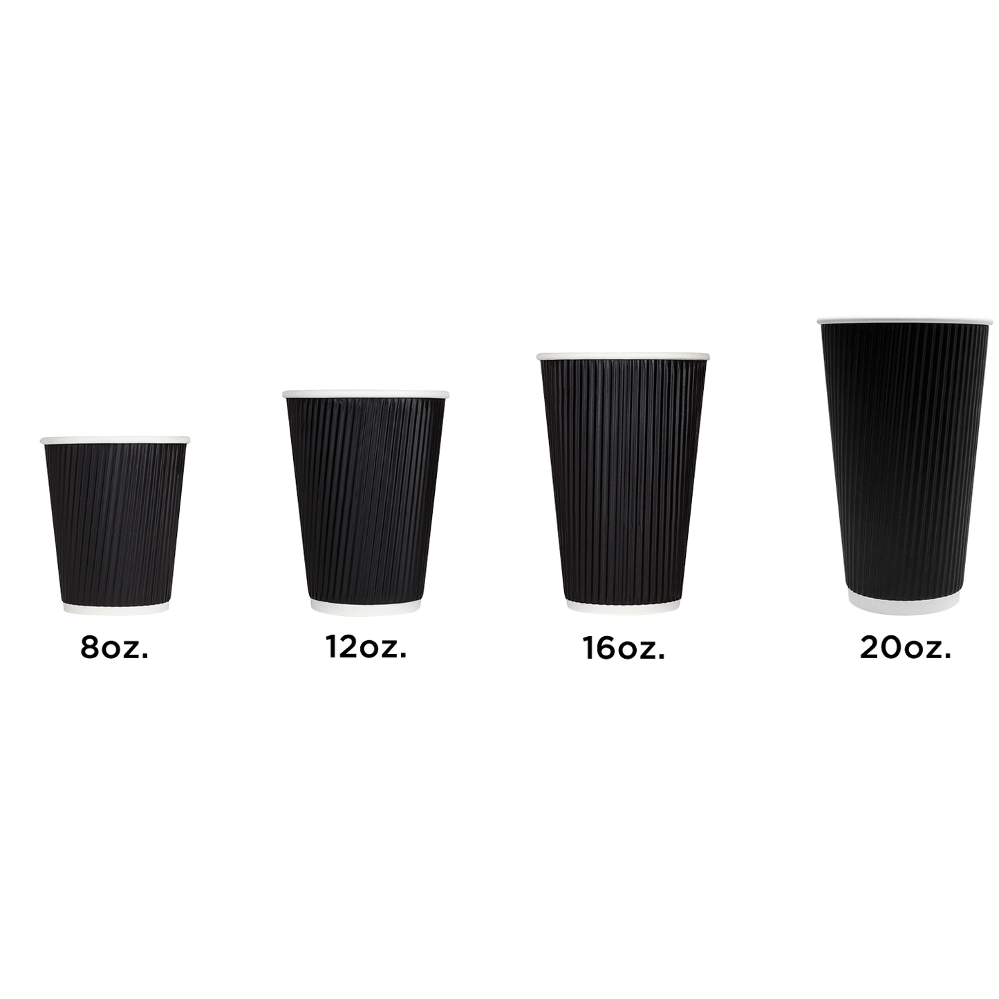 Karat 12oz Ripple Paper Hot Cups - Black (90mm) - 500 ct