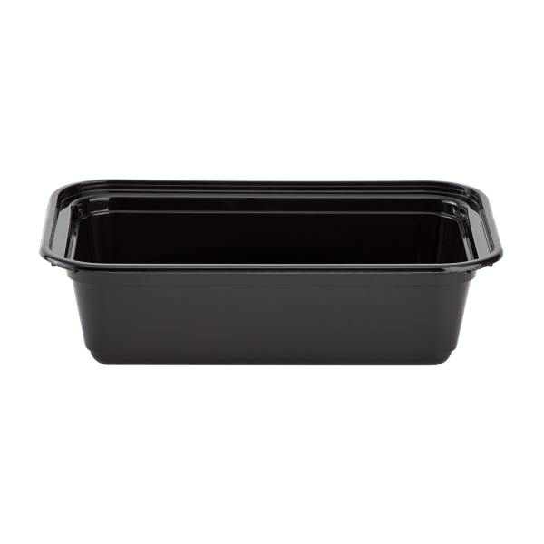 Karat 24oz PP Microwavable Rectangular Food Containers & Lids - Black - 150 ct