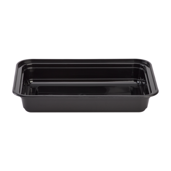 Karat 28oz PP Plastic Microwavable Rectangular Food Containers & Lids - Black - 150 ct