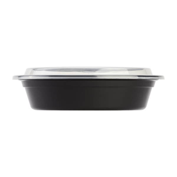 Karat 24oz PP Microwavable Round Food Containers & Lids - Black - 150 ct