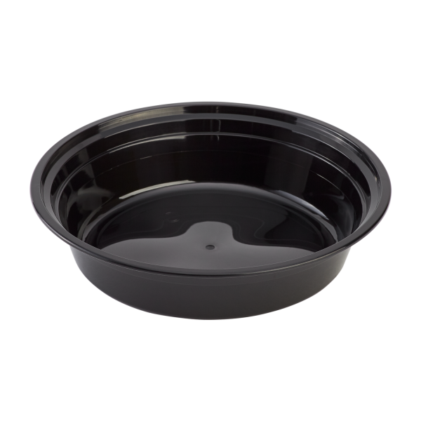 Karat 24oz PP Microwavable Round Food Containers & Lids - Black - 150 ct