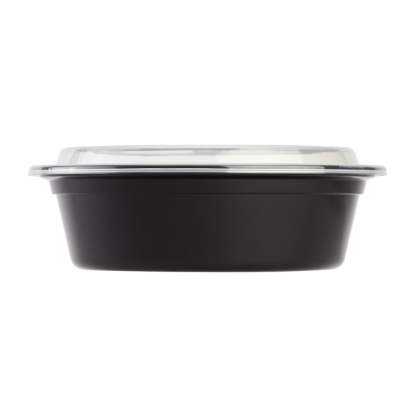 Karat 32oz PP Plastic Microwavable Round Food Containers & Lids - Black - 150 ct