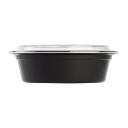 Karat 32oz PP Plastic Microwavable Round Food Containers & Lids - Black - 150 ct