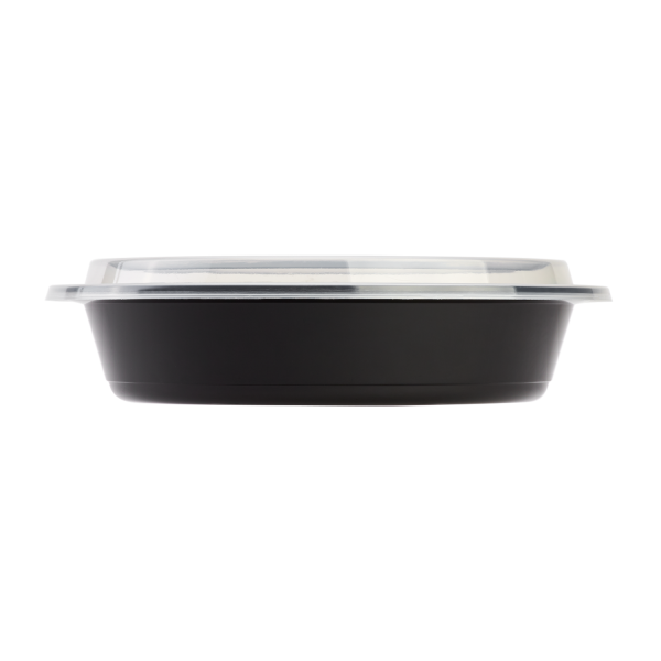 Karat 48oz PP Plastic Microwavable Round Food Containers & Lids - Black - 150 ct