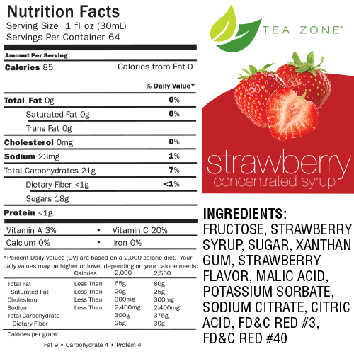Tea Zone Strawberry Syrup (64oz) Case Of 6