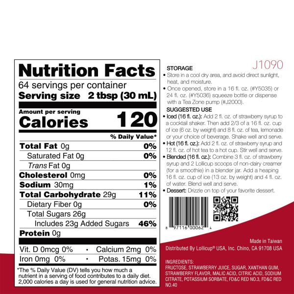 Tea Zone Strawberry Syrup (64oz) Case Of 6