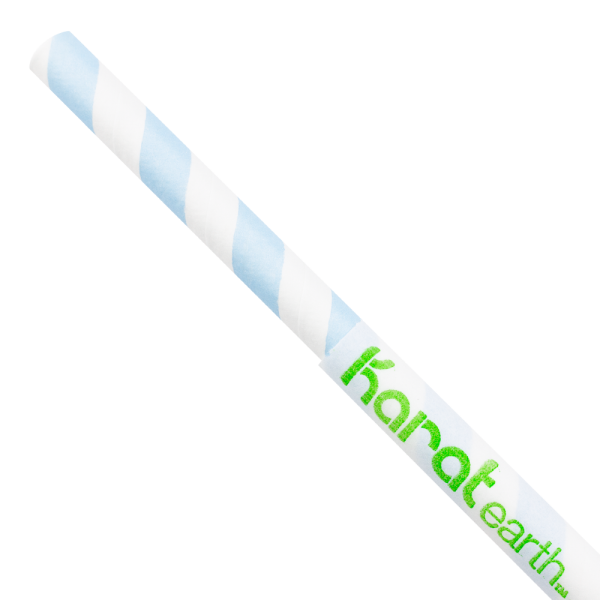 Karat Earth 10.25" Giant Paper Spiral Straws (7mm) Wrapped - Blue & White (1,200 ct)