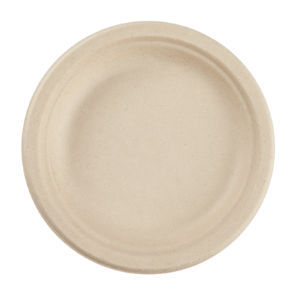 Karat Earth 6'' Compostable Bagasse Round Plates, Natural - 1,000 ct