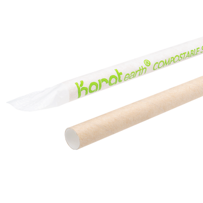 Karat Earth 7.75" Giant Paper Straw, Paper Wrapped - Kraft (2,000 ct)