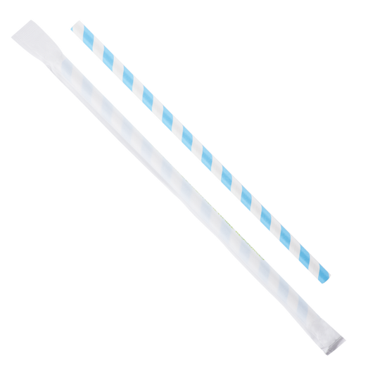 Karat Earth 9" Giant Paper Straw Wrapped - Blue/White (1,200 ct)