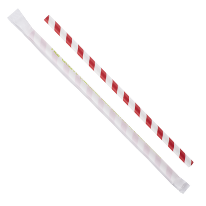 Karat Earth 9" Giant Paper Straw Wrapped - Red/White (1,200 ct)