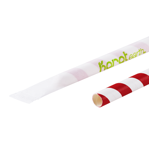 Karat Earth 9" Giant Paper Straw Wrapped - Red/White (1,200 ct)