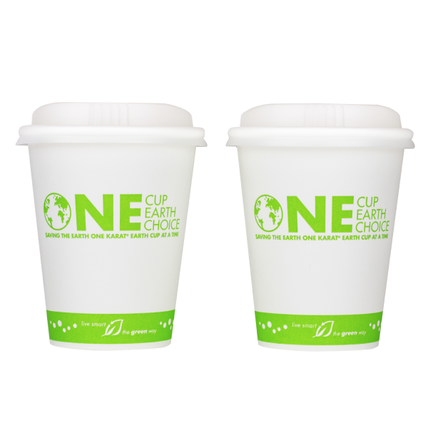 Karat Earth 8oz Eco-Friendly Paper Hot Cups - One Cup, One Earth (80mm) - 1,000 ct