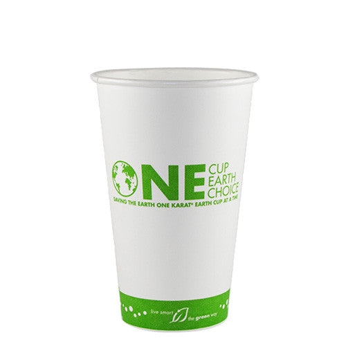 Karat Earth 16oz Eco-Friendly Paper Hot Cups - One Cup, One Earth (90mm) - 1,000 ct
