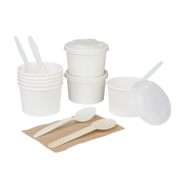 Karat Earth 8oz Eco-Friendly Paper Food Containers - White (90.8mm) - 1,000 ct