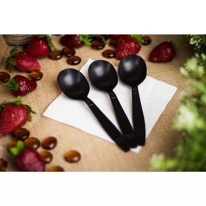 Karat Earth Heavy Weight Bio-Based Soup Spoons - Black - 1000 ct