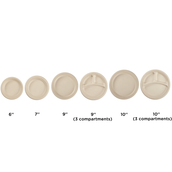 Karat Earth 6'' Compostable Bagasse Round Plates, Natural - 1,000 ct