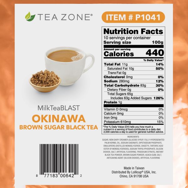 Tea Zone MilkTeaBLAST Okinawa Brown Sugar Powder (2.2 lbs) Case Of 20