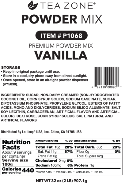 Tea Zone Vanilla Powder (2 lbs) Case Of 6