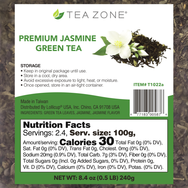 Tea Zone Premium Jasmine Green Tea Leaves - Case Of 25 Bags