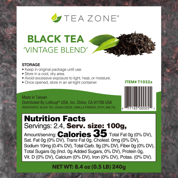 Tea Zone "Vintage Blend" Black Tea Leaves - Case Of 25 Bags