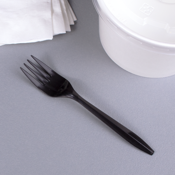 Karat PP Plastic Medium Weight Forks Bulk Box - Black - 1,000 ct