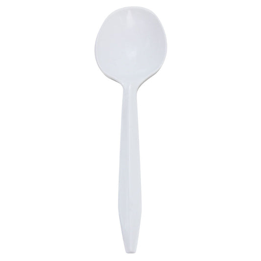 Karat PP Plastic Medium Weight Soup Spoons Bulk Box - White - 1,000 ct