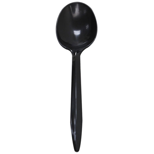 Karat PP Plastic Medium Weight Soup Spoons Bulk Box - Black - 1,000 ct