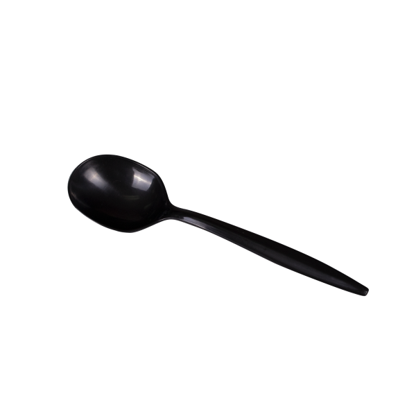 Karat PP Plastic Medium Weight Soup Spoons Bulk Box - Black - 1,000 ct