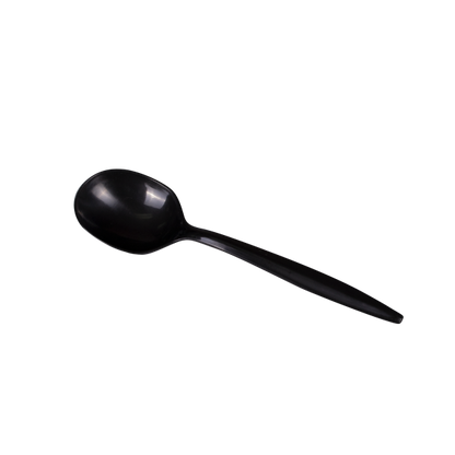 Karat PP Plastic Medium Weight Soup Spoons Bulk Box - Black - 1,000 ct