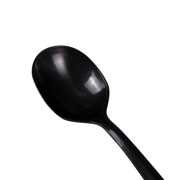 Karat PP Plastic Medium Weight Soup Spoons Bulk Box - Black - 1,000 ct