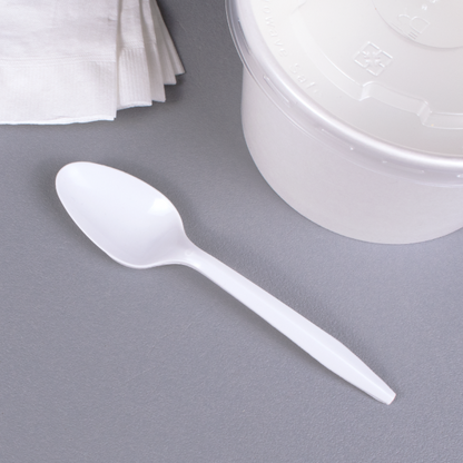 Karat PP Plastic Medium Weight Tea Spoons Bulk Box - White - 1,000 ct