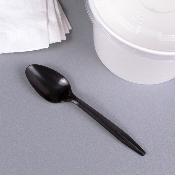 Karat PP Plastic Medium Weight Tea Spoons Bulk Box - Black - 1,000 ct