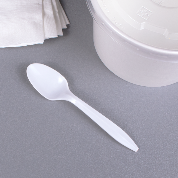 Karat PP Plastic Medium Weight Dessert Spoons Bulk Box - White - 1,000 ct