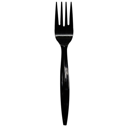 Karat PP Plastic Medium Heavy Weight Forks Bulk Box - Black - 1,000 ct