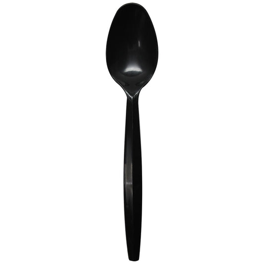 Karat PP Plastic Medium Heavy Weight Tea Spoons Bulk Box - Black - 1,000 ct