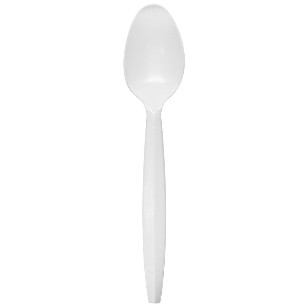 Karat PP Plastic Medium Heavy Weight Tea Spoons Bulk Box - White - 1,000 ct