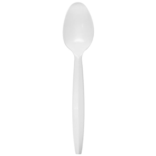 Karat PP Plastic Medium Heavy Weight Tea Spoons Bulk Box - White - 1,000 ct