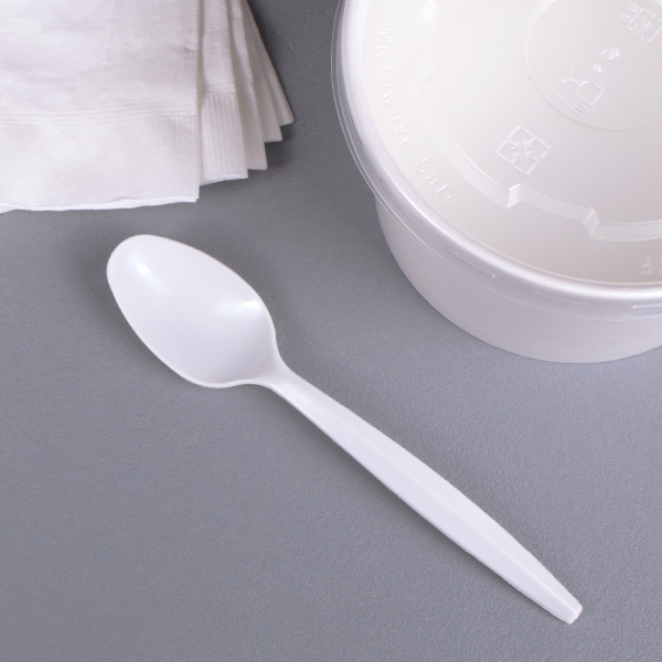 Karat PP Plastic Medium Heavy Weight Tea Spoons Bulk Box - White - 1,000 ct
