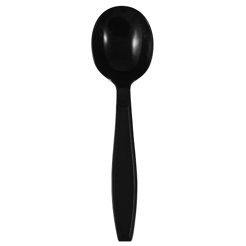 Karat PP Plastic Extra Heavy Weight Soup Spoons - Black - 1,000 ct