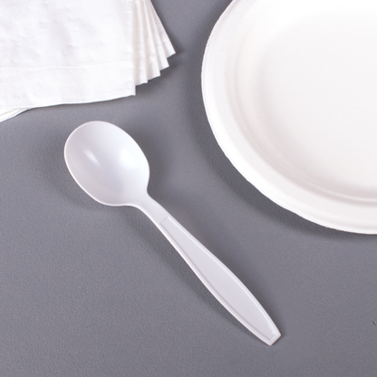Karat PP Plastic Extra Heavy Weight Soup Spoons - White - 1,000 ct