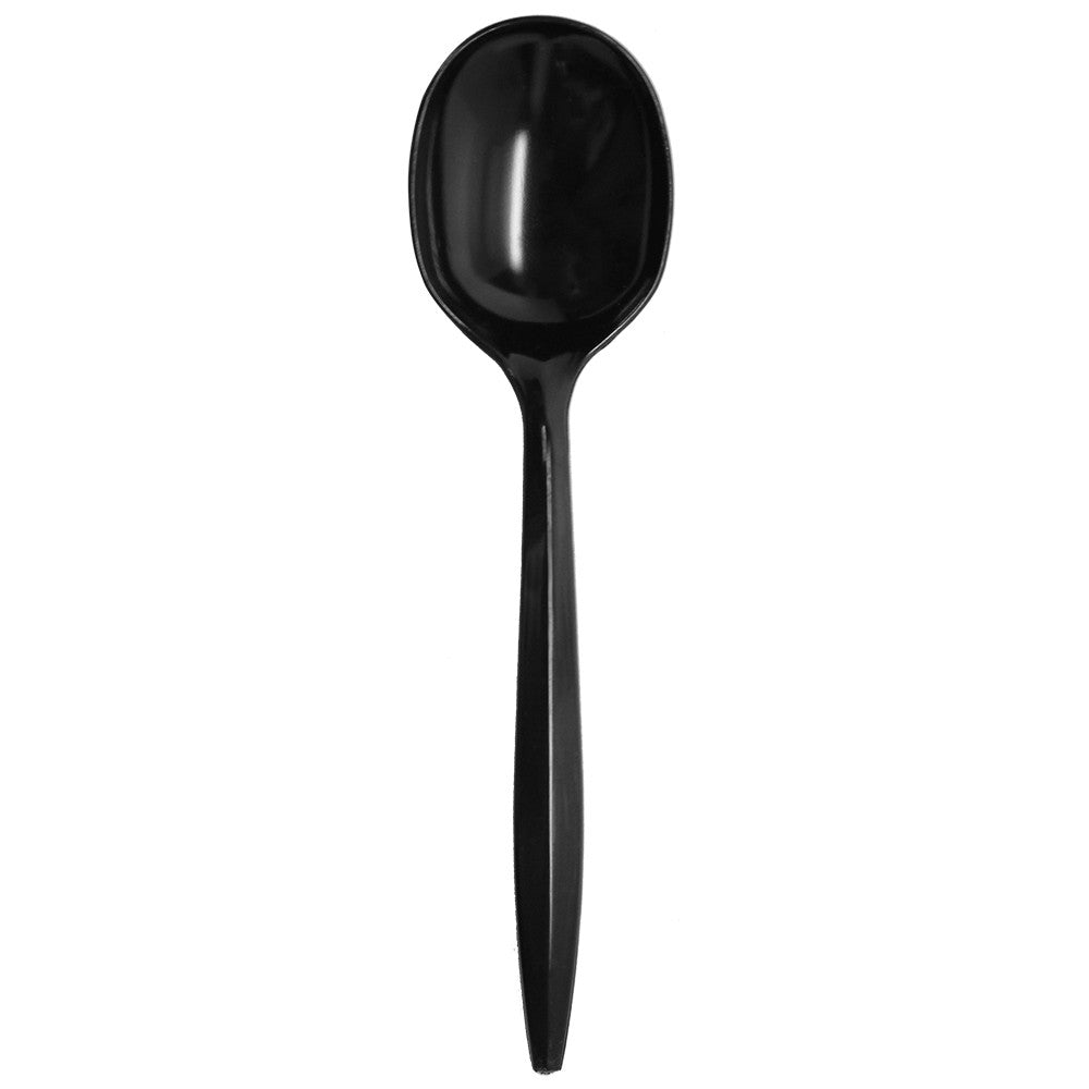 Karat PS Plastic Medium Weight Soup Spoons Bulk Box - Black - 1,000 ct