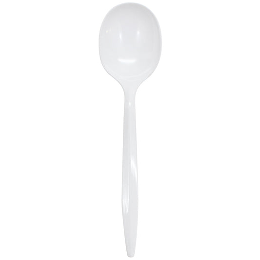 Karat PS Plastic Medium Weight Soup Spoons Bulk Box - White - 1,000 ct