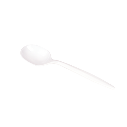 Karat PS Plastic Medium Weight Soup Spoons Bulk Box - White - 1,000 ct