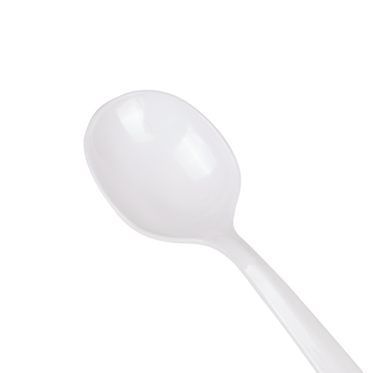 Karat PS Plastic Medium Weight Soup Spoons Bulk Box - White - 1,000 ct