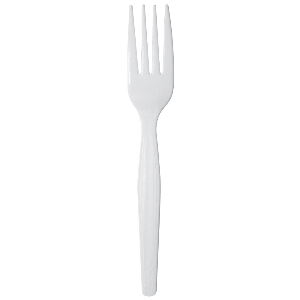 Karat PS Plastic Medium-Heavy Weight Forks Bulk Box - White - 1,000 ct